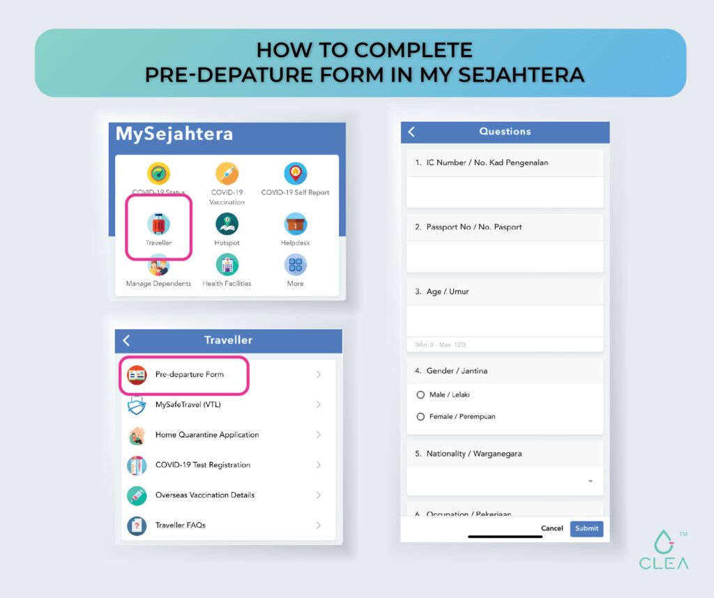 Complete Pre-departure Form on Mysejahtera